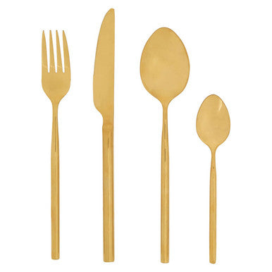 16 Piece Gold Finish Cutlery Set | Modern Retro