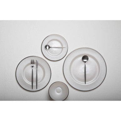 16 Piece Matte Silver Cutlery Set | Modern Retro