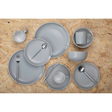 16 Piece Matte Silver Cutlery Set | Modern Retro