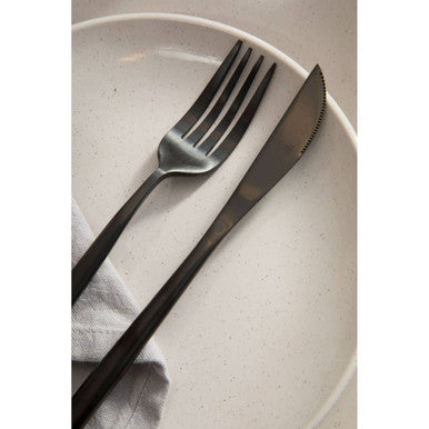 16 Piece Matte Black Cutlery Set | Modern Retro