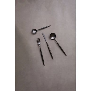 16 Piece Matte Black Cutlery Set | Modern Retro