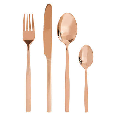 16 Piece Rose Gold Finish Cutlery Set | Avie
