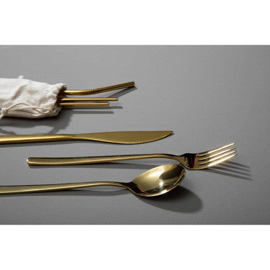 6 Piece Gold Travel Cutlery Set with Case | Mimo