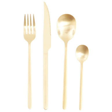 16 Piece Gold Finish Cutlery Set | Avie