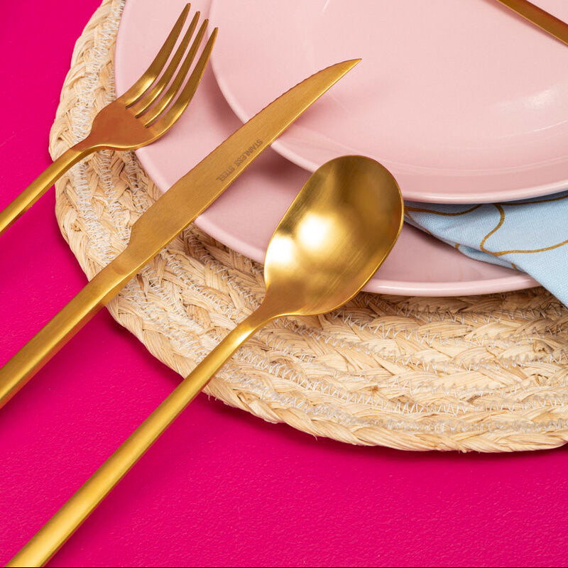 16 Piece Gold Finish Cutlery Set | Avie