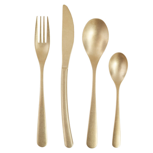 16 Piece Antique Gold Finish Cutlery Set | Avie