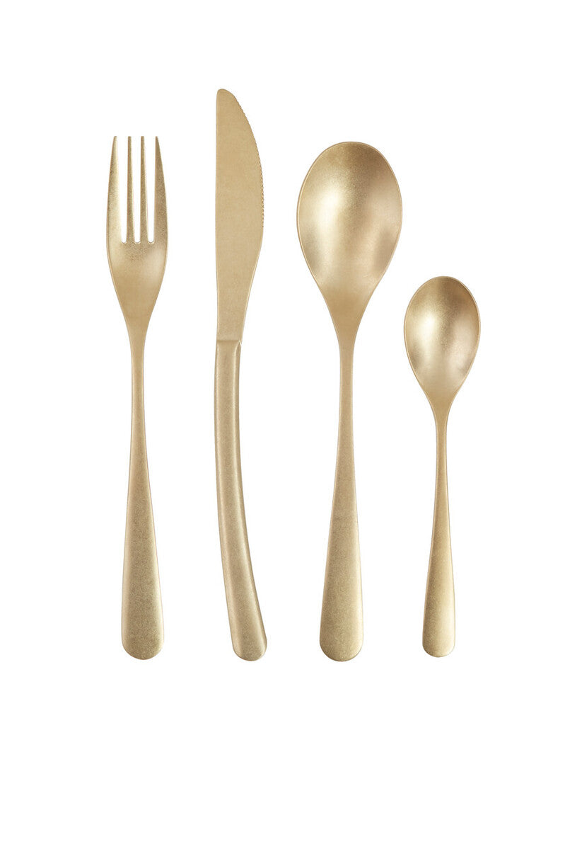 16 Piece Antique Gold Finish Cutlery Set | Avie