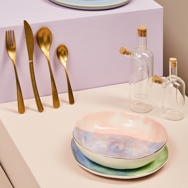 16 Piece Antique Gold Finish Cutlery Set | Avie