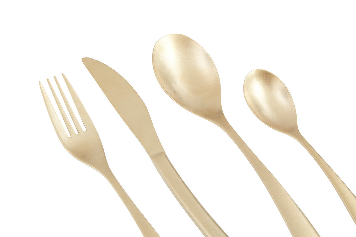 16 Piece Antique Gold Finish Cutlery Set | Avie