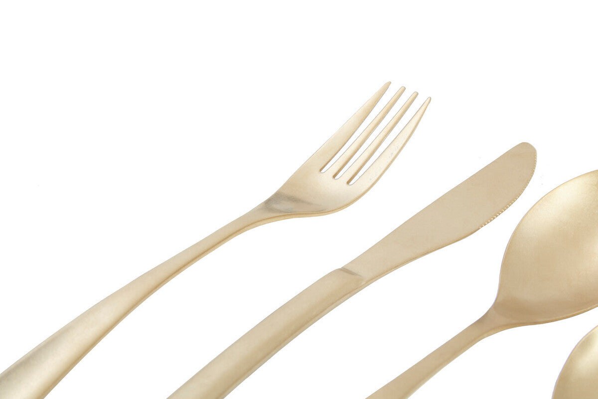 16 Piece Antique Gold Finish Cutlery Set | Avie