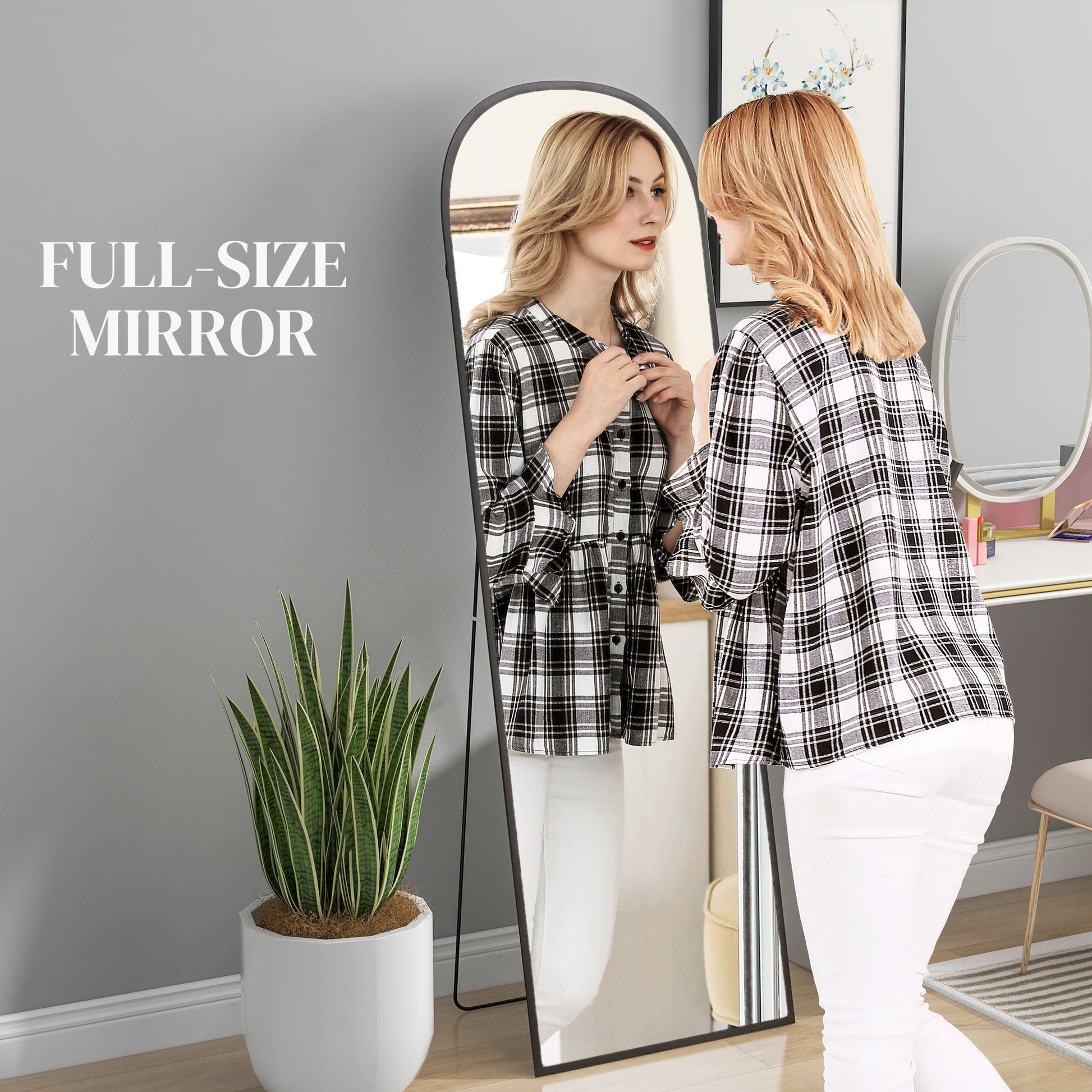 Aluminium Frame Standing Mirror - Black