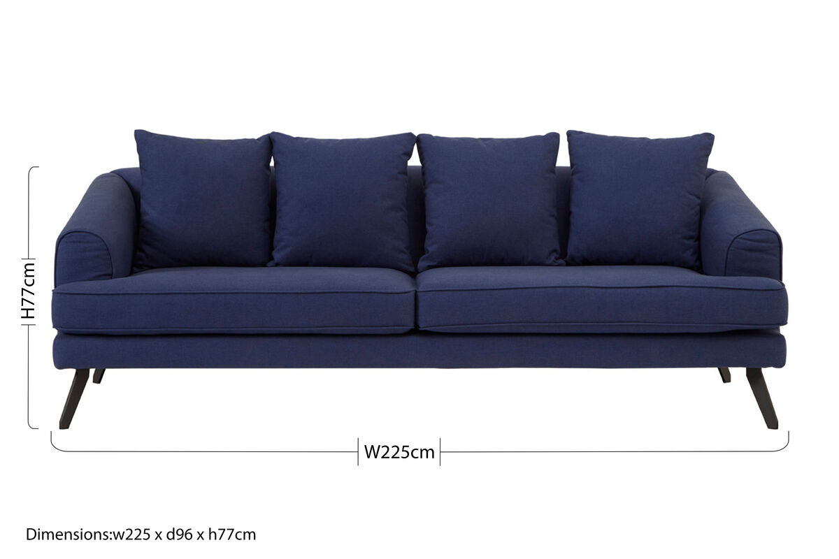 Mylo Navy Fabric 3 Seater Sofa