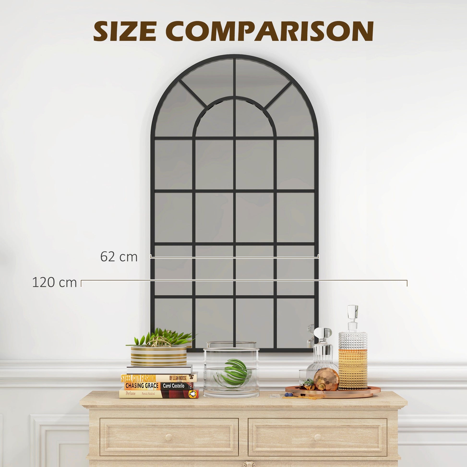 Arched Decorative Wall Mirror for Bedroom Living Room, Modern Window Bathroom Mirror for Home Decor