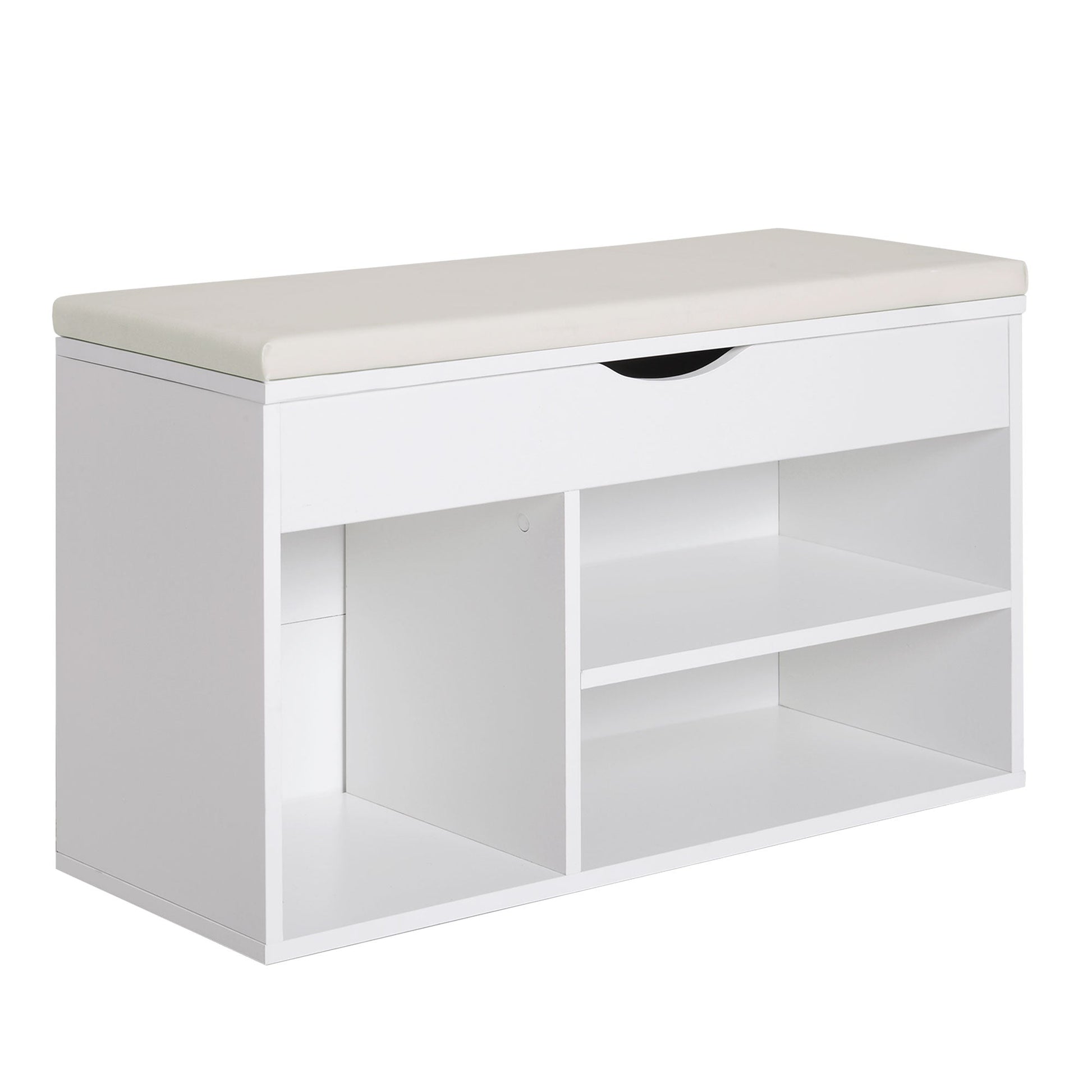 Wooden Shoes Cabinet Bench Hidden Storage Padded Seat Organiser Footwear Rack Hallway White 80 x 30 x 47 cm