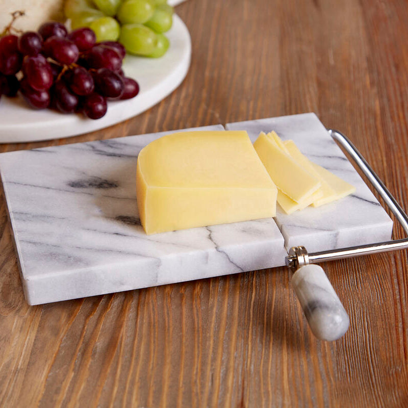 White Marble Cheese Board with Slicer | Salerno