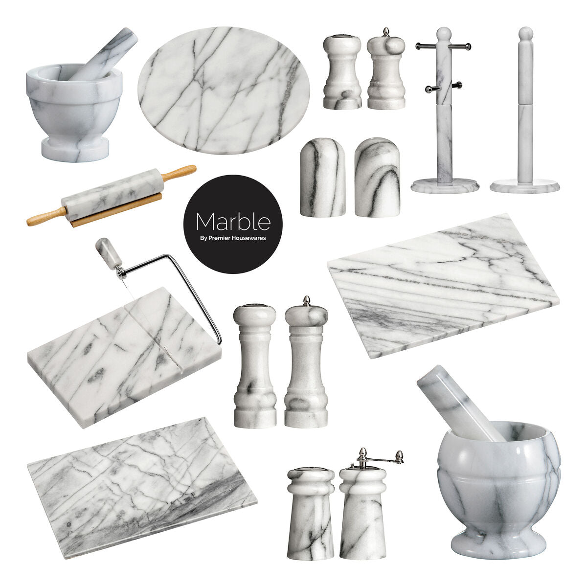 White Marble Cheese Board with Slicer | Salerno