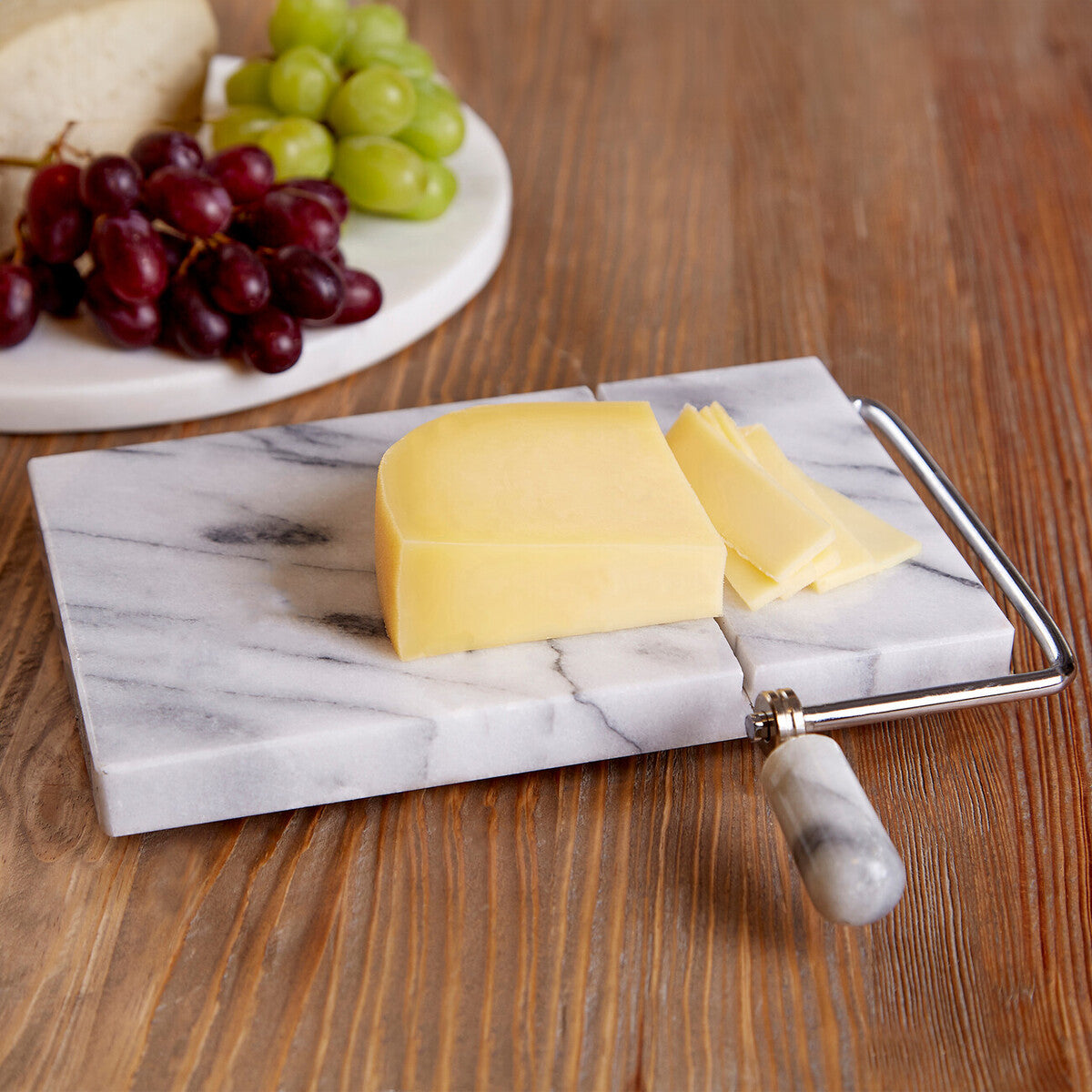 White Marble Cheese Board with Slicer | Salerno