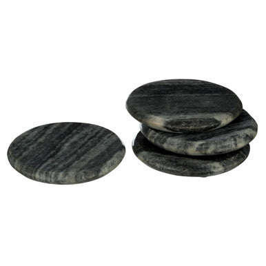 Set of 4 Grey Marble Round Coasters | Marmore