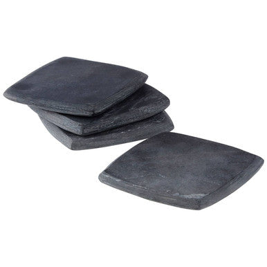 Set of 4 Dark Grey Marble Square Coasters | Marmore