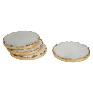 Set of 4 Round White Marble Coasters | Empire