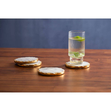 Set of 4 Round White Marble Coasters | Empire