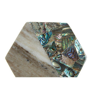 Set of 4 Beige Marble and Paua Shell Coasters | Imogen