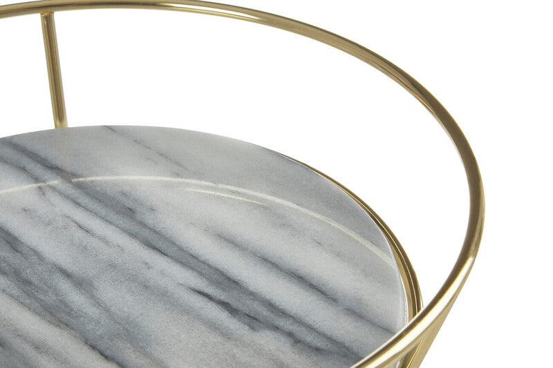 White Marble and Brass Finish Fruit Basket | Delphine