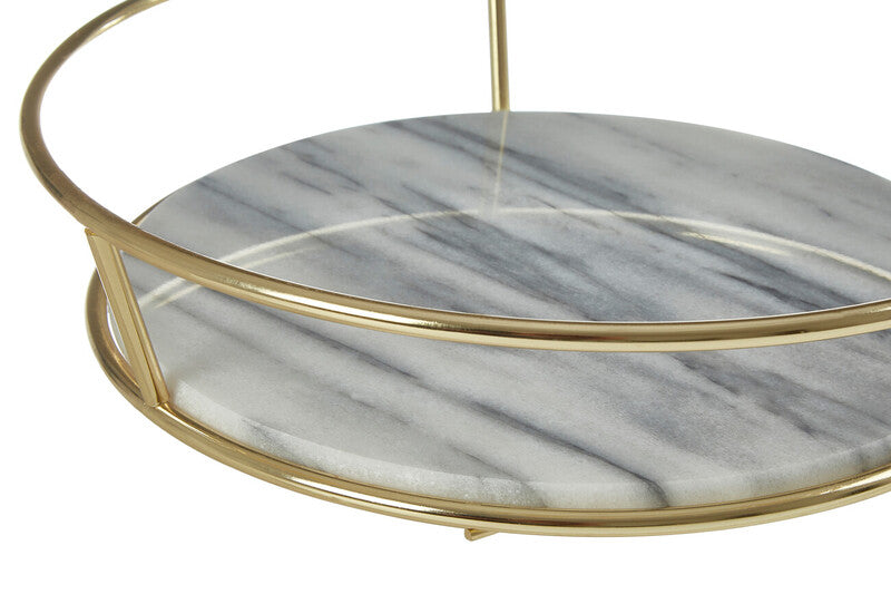 White Marble and Brass Finish Fruit Basket | Delphine