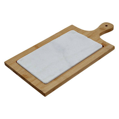 White Marble and Bamboo Cheese Board | Monzaro