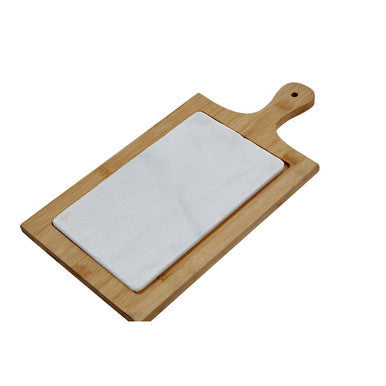 White Marble and Bamboo Cheese Board | Monzaro
