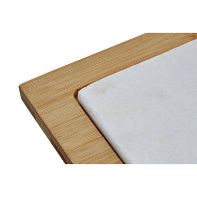 White Marble and Bamboo Cheese Board | Monzaro