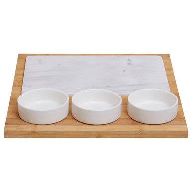 5 Piece White Marble and Ceramic Serving Board | Monzaro