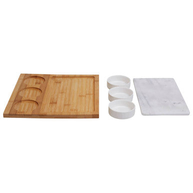 5 Piece White Marble and Ceramic Serving Board | Monzaro
