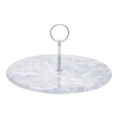 Grey Marble Cake Stand with Silver Handle | Salerno