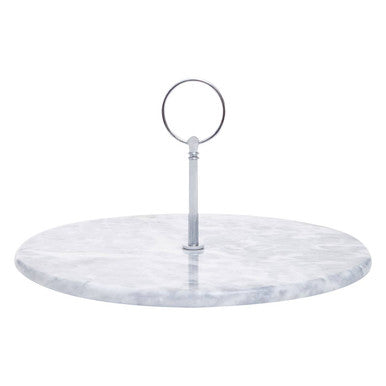 Grey Marble Cake Stand with Silver Handle | Salerno