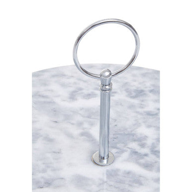 Grey Marble Cake Stand with Silver Handle | Salerno