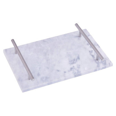 Grey Marble Serving Board with Silver Handles | Salerno