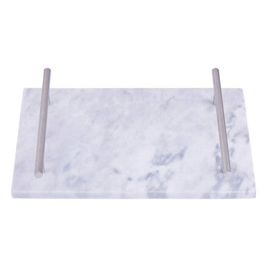 Grey Marble Serving Board with Silver Handles | Salerno