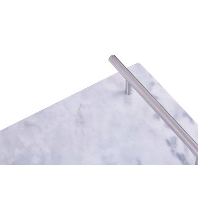 Grey Marble Serving Board with Silver Handles | Salerno