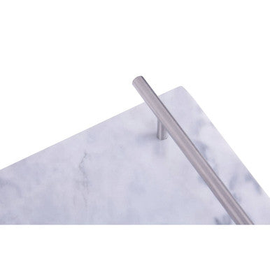 Grey Marble Serving Board with Silver Handles | Salerno