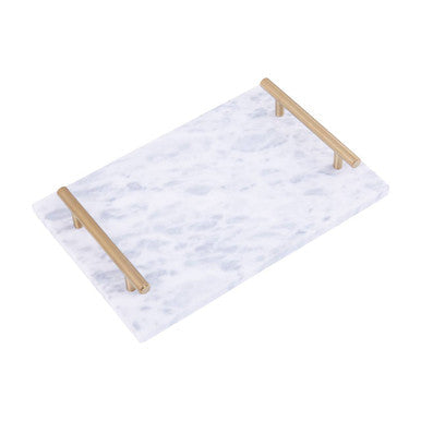 Grey Marble Serving Board with Gold Handles | Salerno