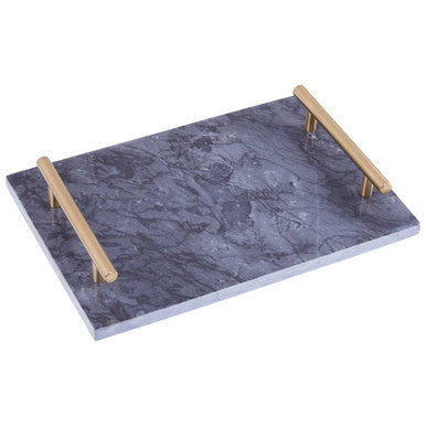 Black Marble Serving Board with Gold Handles | Marmore