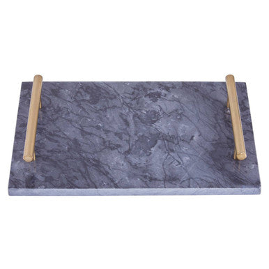 Black Marble Serving Board with Gold Handles | Marmore