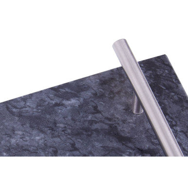 Black Marble Serving Board with Silver Handles | Marmore