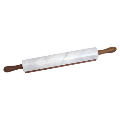 White Marble Rolling Pin with Wooden Stand | Kindia