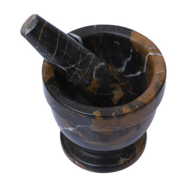 Black and Gold Marble Mortar and Pestle | Marmore