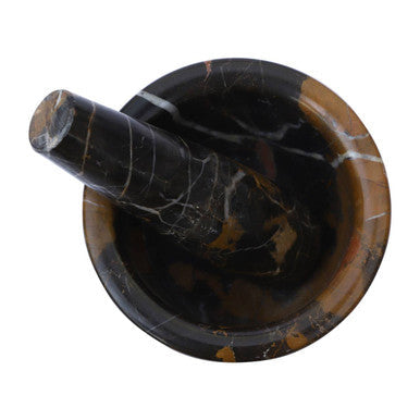 Black and Gold Marble Mortar and Pestle | Marmore