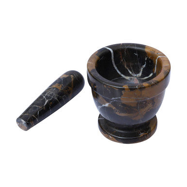 Black and Gold Marble Mortar and Pestle | Marmore