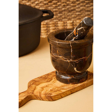 Black and Gold Marble Mortar and Pestle | Marmore
