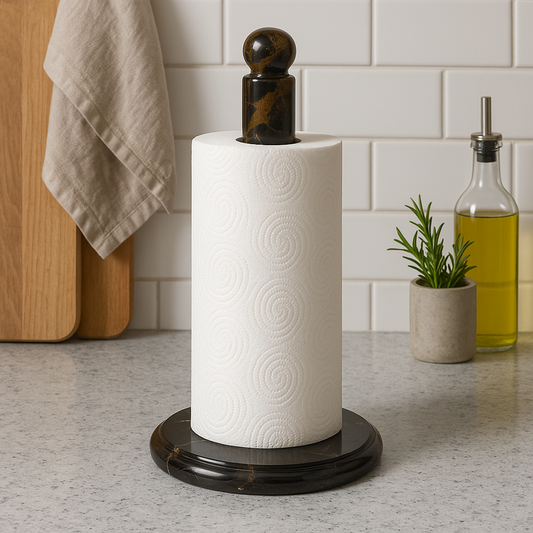 Black and Gold Marble Kitchen Roll Holder | Marmore
